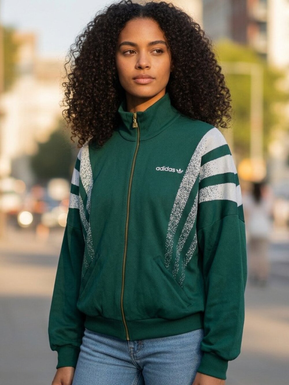 Adidas Unisex Santiago Sweater Jacket KE4603 Men's M Women's L Collegiate Green